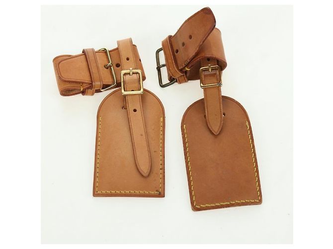 LOUIS VUITTON Powanie Name Tag Leather 10set Beige LV Auth 167220 - vista 11