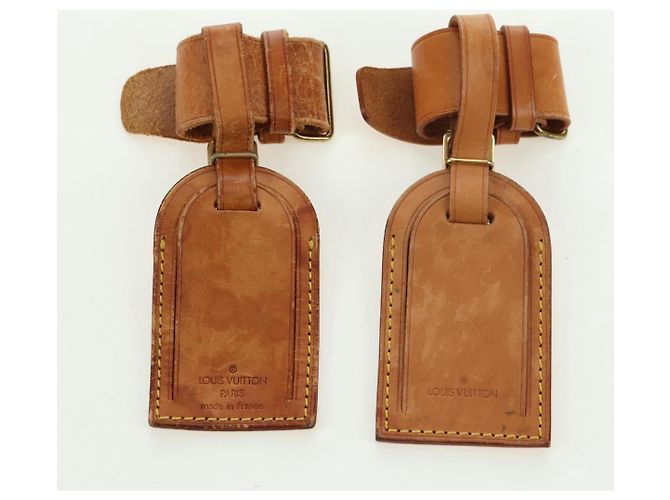 LOUIS VUITTON Powanie Name Tag Leather 10set Beige LV Auth 167220 - vista 6
