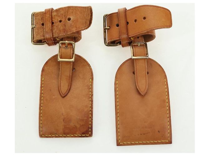 LOUIS VUITTON Powanie Name Tag Leather 10set Beige LV Auth 167220 - vista 7