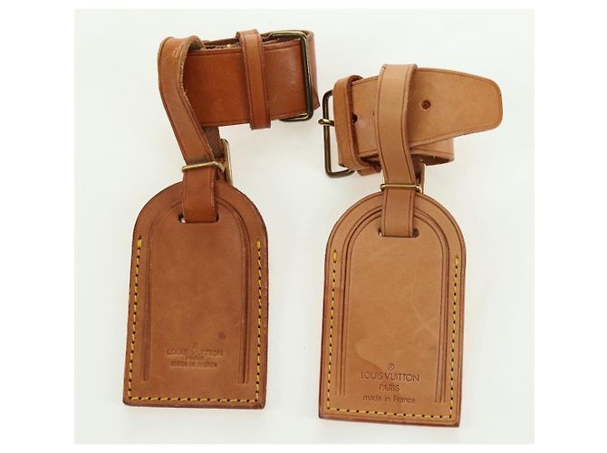 LOUIS VUITTON Powanie Name Tag Leather 10set Beige LV Auth 167220 - vista 8
