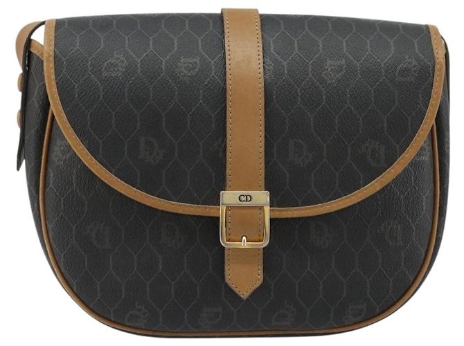 Borsa a tracolla Christian Dior in tela Honeycomb PVC Nero Oro Auth 178016 D'oro - vista 13