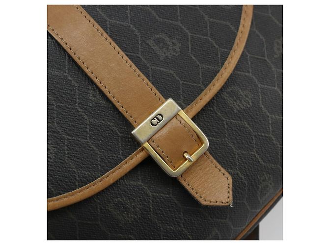 Borsa a tracolla Christian Dior in tela Honeycomb PVC Nero Oro Auth 178016 D'oro - vista 17