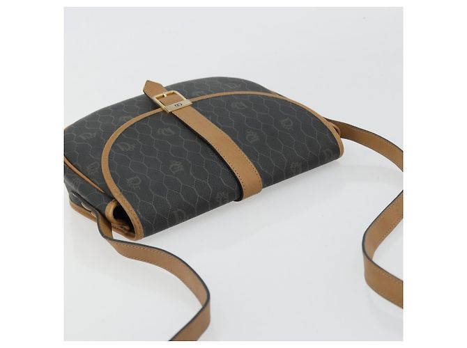 Borsa a tracolla Christian Dior in tela Honeycomb PVC Nero Oro Auth 178016 D'oro - vista 6