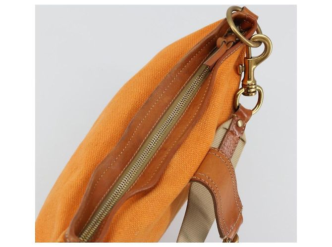 Borsa a Spalla Miu Miu Canvas Orange Gold Auth 177028A D'oro Arancione - vista 10