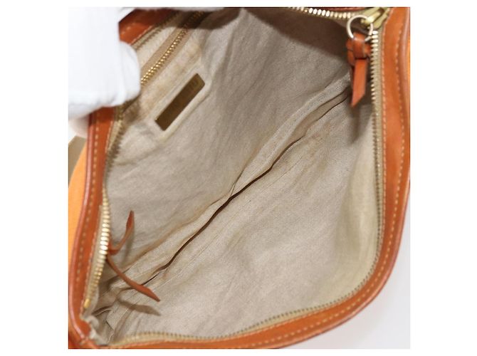 Borsa a Spalla Miu Miu Canvas Orange Gold Auth 177028A D'oro Arancione - vista 11