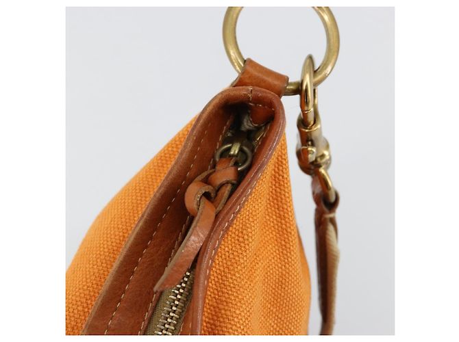 Borsa a Spalla Miu Miu Canvas Orange Gold Auth 177028A D'oro Arancione - vista 19