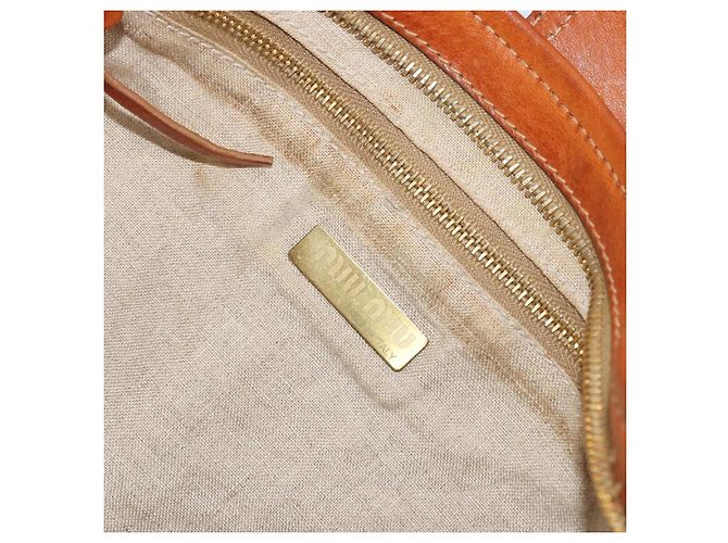 Borsa a Spalla Miu Miu Canvas Orange Gold Auth 177028A D'oro Arancione - vista 20