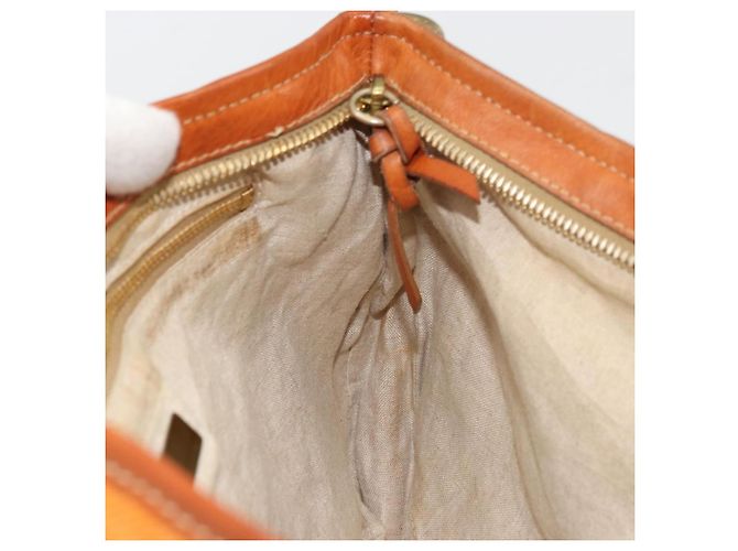 Borsa a Spalla Miu Miu Canvas Orange Gold Auth 177028A D'oro Arancione - vista 21