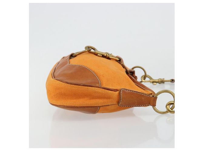 Borsa a Spalla Miu Miu Canvas Orange Gold Auth 177028A D'oro Arancione - vista 3