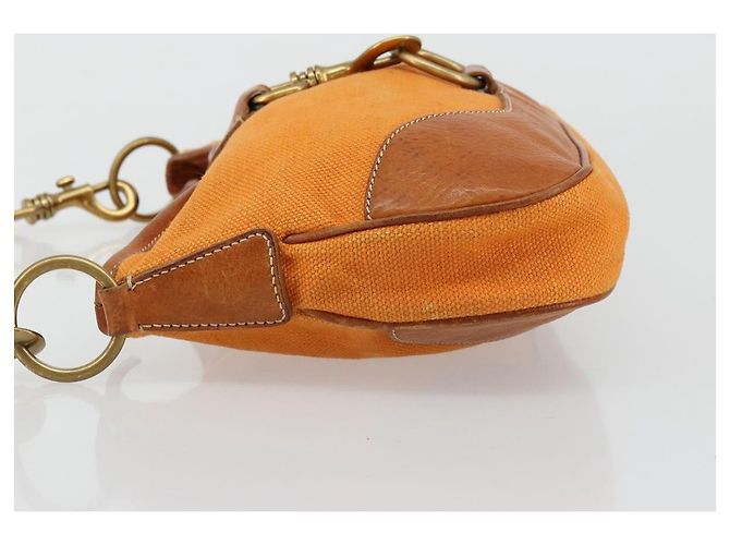 Borsa a Spalla Miu Miu Canvas Orange Gold Auth 177028A D'oro Arancione - vista 4