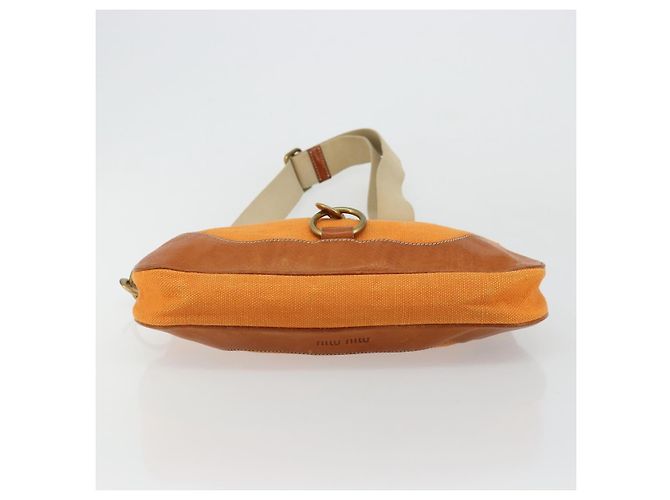 Borsa a Spalla Miu Miu Canvas Orange Gold Auth 177028A D'oro Arancione - vista 5