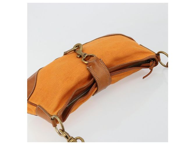 Borsa a Spalla Miu Miu Canvas Orange Gold Auth 177028A D'oro Arancione - vista 6