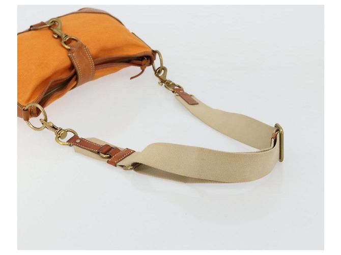 Borsa a Spalla Miu Miu Canvas Orange Gold Auth 177028A D'oro Arancione - vista 7