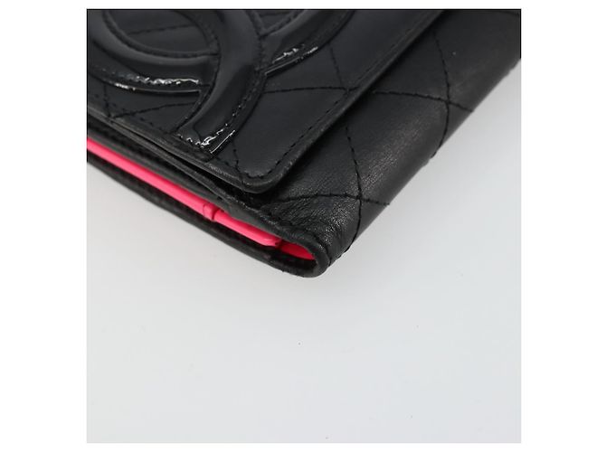 CHANEL Cambon Line Long Wallet Lamb Skin Black White CC Auth am11522V Nero Bianco - vista 14