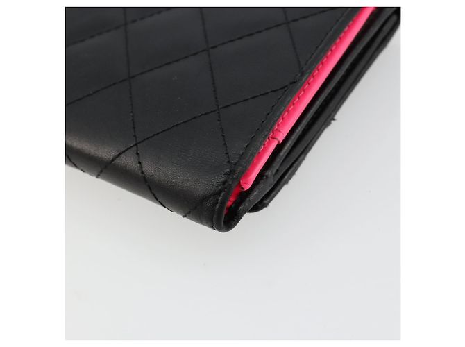CHANEL Cambon Line Long Wallet Lamb Skin Black White CC Auth am11522V Nero Bianco - vista 15