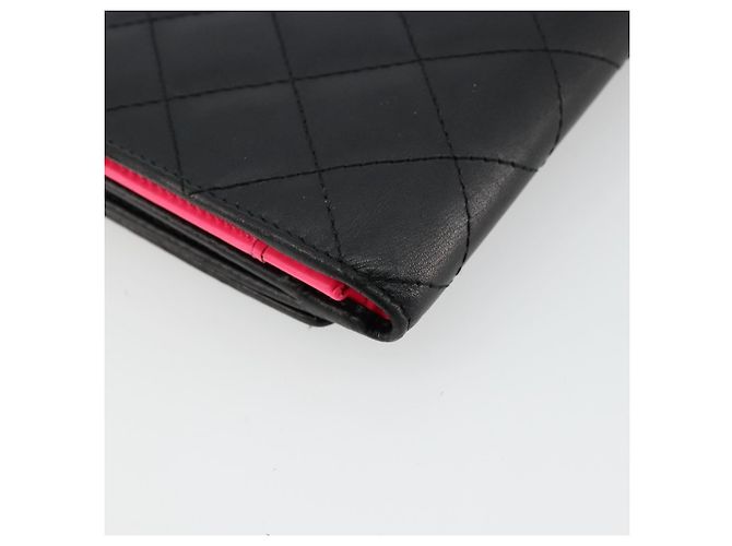 CHANEL Cambon Line Long Wallet Lamb Skin Black White CC Auth am11522V Nero Bianco - vista 16