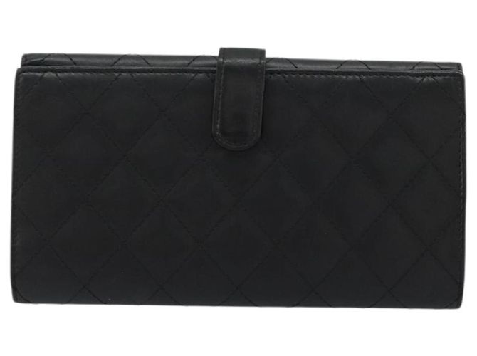 CHANEL Cambon Line Long Wallet Lamb Skin Black White CC Auth am11522V Nero Bianco - vista 2