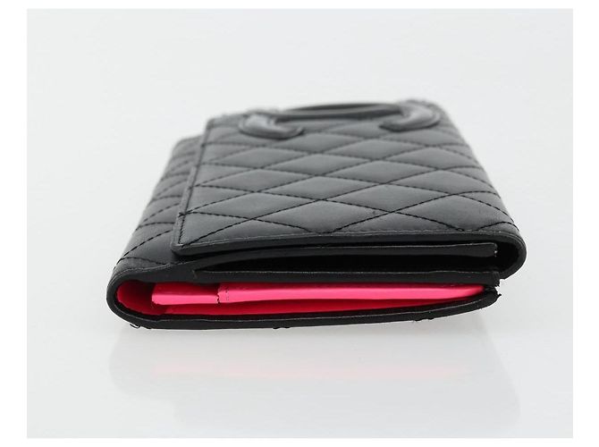 CHANEL Cambon Line Long Wallet Lamb Skin Black White CC Auth am11522V Nero Bianco - vista 3