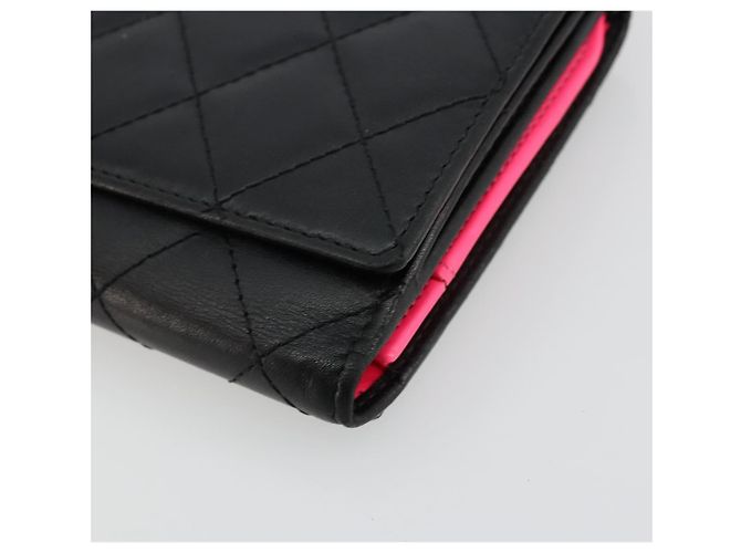 CHANEL Cambon Line Long Wallet Lamb Skin Black White CC Auth am11522V Nero Bianco - vista 7