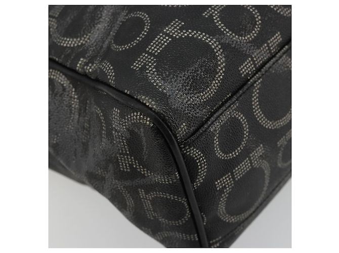 Borsa Salvatore Ferragamo Gancini in PVC e pelle nera argento Auth BA12370 Nero - vista 14