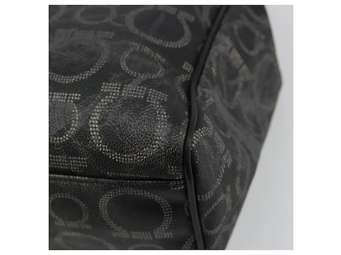 Borsa Salvatore Ferragamo Gancini in PVC e pelle nera argento Auth BA12370 Nero - vista 15