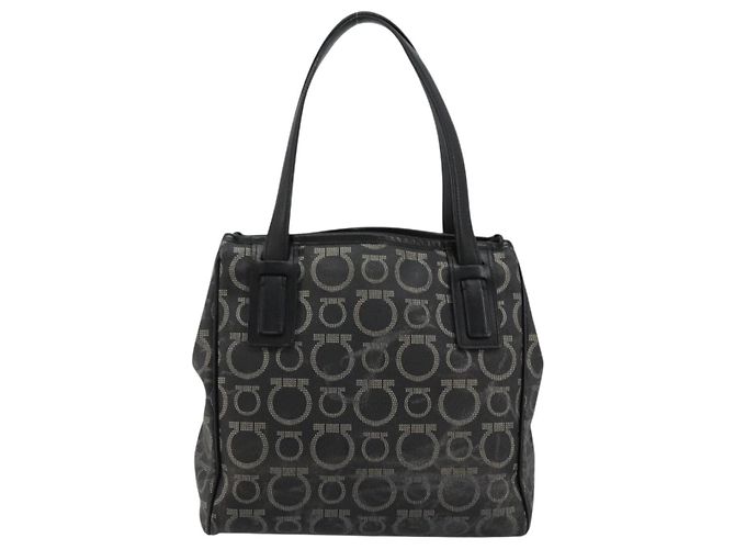 Borsa Salvatore Ferragamo Gancini in PVC e pelle nera argento Auth BA12370 Nero - vista 2