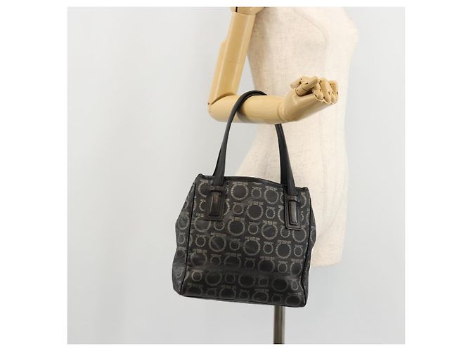 Borsa Salvatore Ferragamo Gancini in PVC e pelle nera argento Auth BA12370 Nero - vista 20