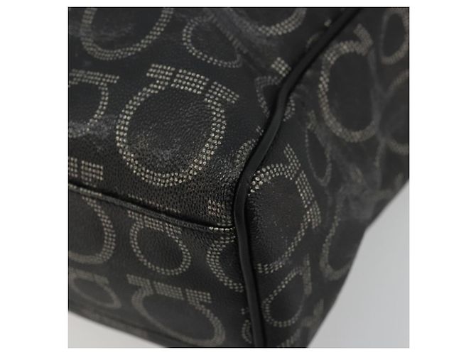 Borsa Salvatore Ferragamo Gancini in PVC e pelle nera argento Auth BA12370 Nero - vista 9