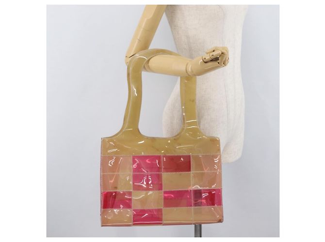 Borsa Tote CHANEL Choco Bar in vinile beige CC Auth 178201 - vista 19