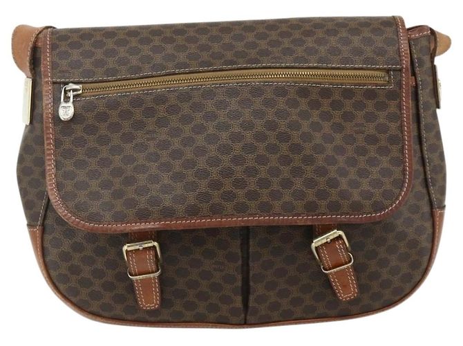 Céline CELINE Macadam Canvas Schultertasche PVC Leder Braun Gold Auth bs34803 Golden - Ansicht 13