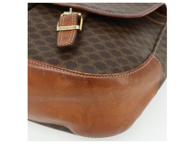 Céline CELINE Macadam Canvas Schultertasche PVC Leder Braun Gold Auth bs34803 Golden - Ansicht 15
