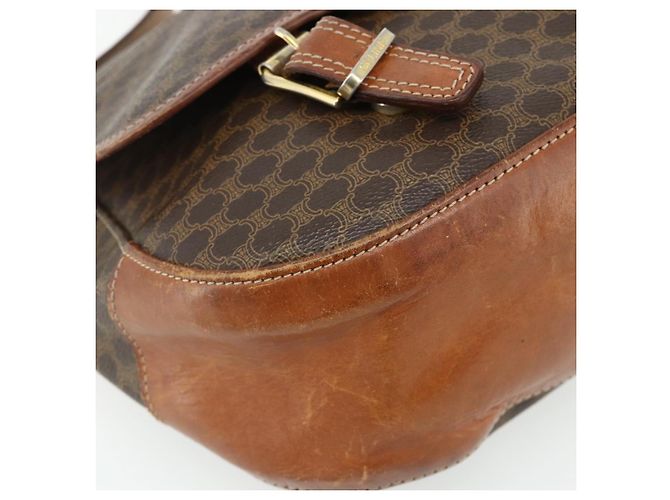 Céline CELINE Macadam Canvas Schultertasche PVC Leder Braun Gold Auth bs34803 Golden - Ansicht 16
