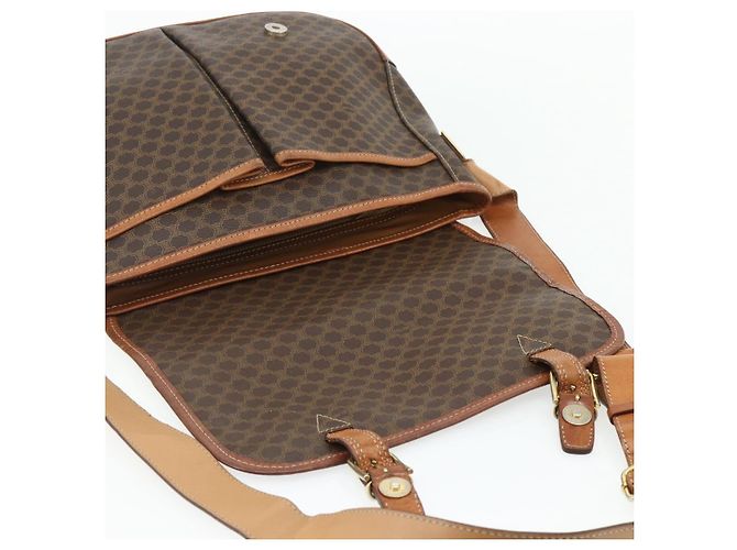 Céline CELINE Macadam Canvas Schultertasche PVC Leder Braun Gold Auth bs34803 Golden - Ansicht 19