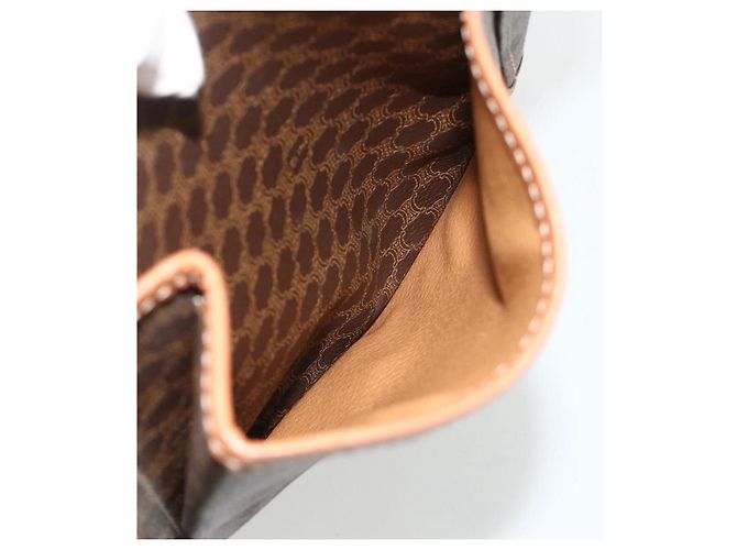 Céline CELINE Macadam Canvas Schultertasche PVC Leder Braun Gold Auth bs34803 Golden - Ansicht 25