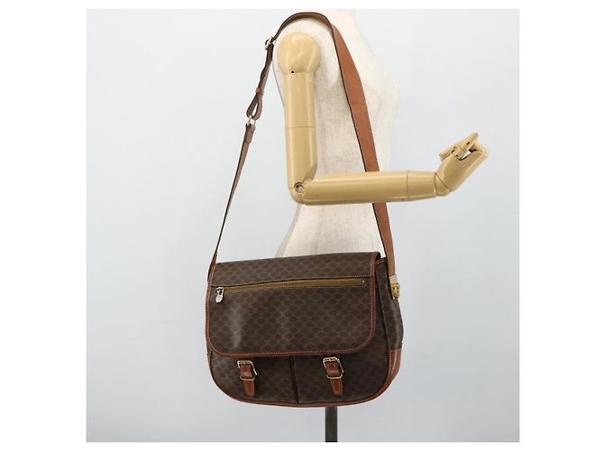 Céline CELINE Macadam Canvas Schultertasche PVC Leder Braun Gold Auth bs34803 Golden - Ansicht 27