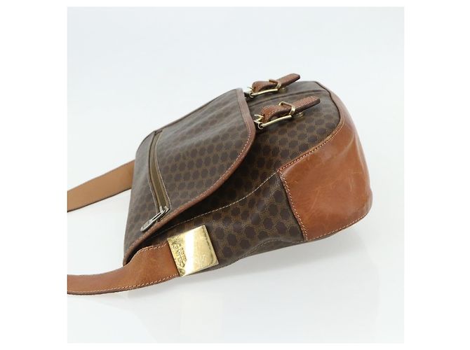 Céline CELINE Macadam Canvas Schultertasche PVC Leder Braun Gold Auth bs34803 Golden - Ansicht 3