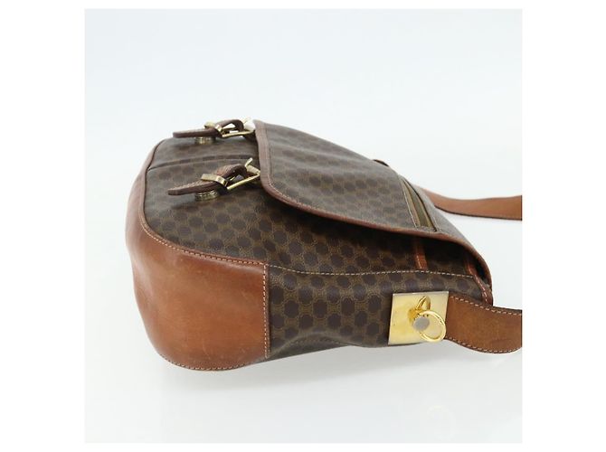 Céline CELINE Macadam Canvas Schultertasche PVC Leder Braun Gold Auth bs34803 Golden - Ansicht 4