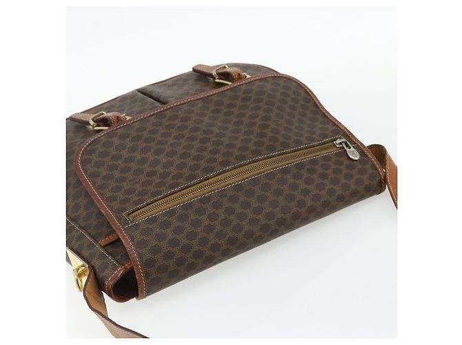 Céline CELINE Macadam Canvas Schultertasche PVC Leder Braun Gold Auth bs34803 Golden - Ansicht 6