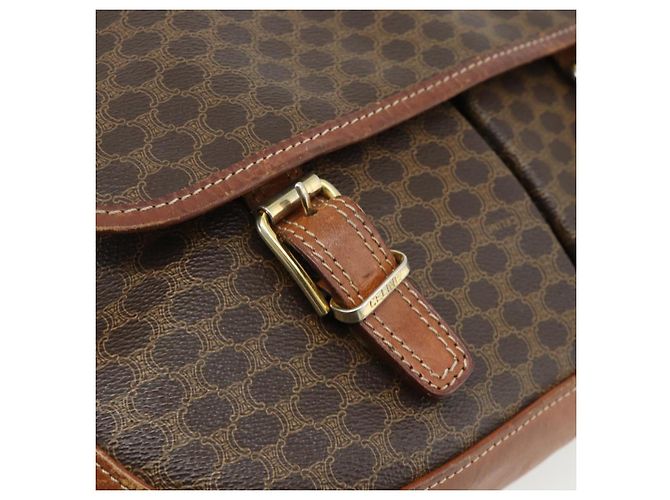 Céline CELINE Macadam Canvas Schultertasche PVC Leder Braun Gold Auth bs34803 Golden - Ansicht 9