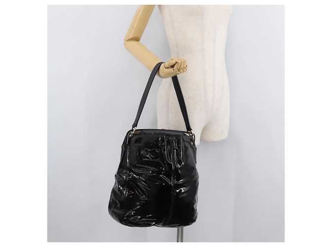 Borsa a tracolla CARTIER in pelle verniciata marrone argento Auth bs34832A - vista 24