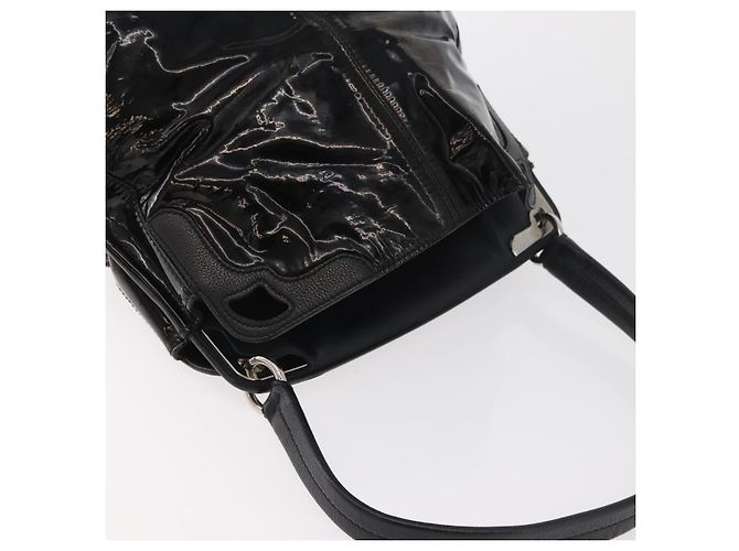 Borsa a tracolla CARTIER in pelle verniciata marrone argento Auth bs34832A - vista 6