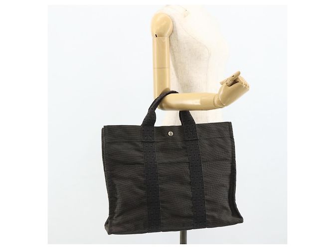 Hermès HERMES Her Line MM Handtasche Canvas Grau Silber Authentisch 178570 Braun - Ansicht 20