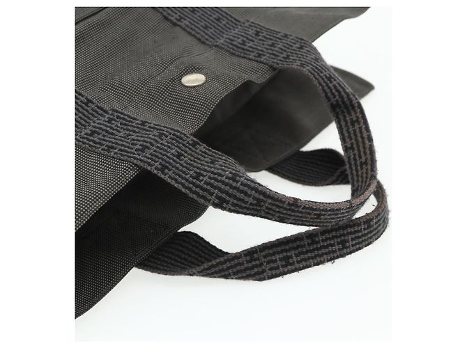 Hermès HERMES Her Line MM Handtasche Canvas Grau Silber Authentisch 178570 Braun - Ansicht 7