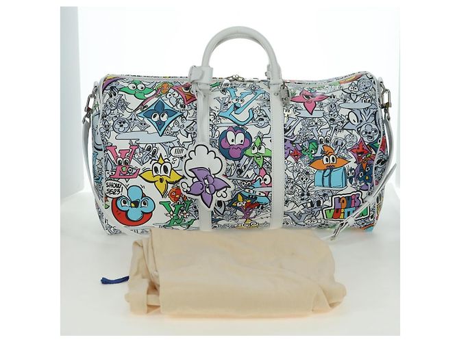 LOUIS VUITTON Monogram Comics Keepall Bandouliere 50 Borsa M21863 Auth 177344SAM Bianco - vista 12