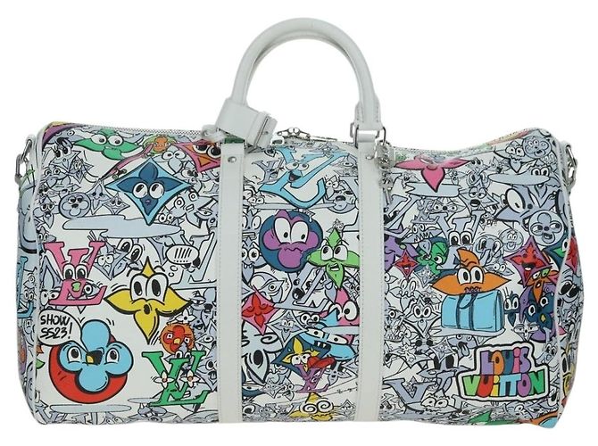 LOUIS VUITTON Monogram Comics Keepall Bandouliere 50 Borsa M21863 Auth 177344SAM Bianco - vista 13