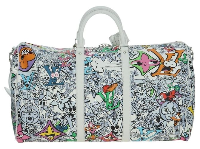 LOUIS VUITTON Monogram Comics Keepall Bandouliere 50 Borsa M21863 Auth 177344SAM Bianco - vista 2