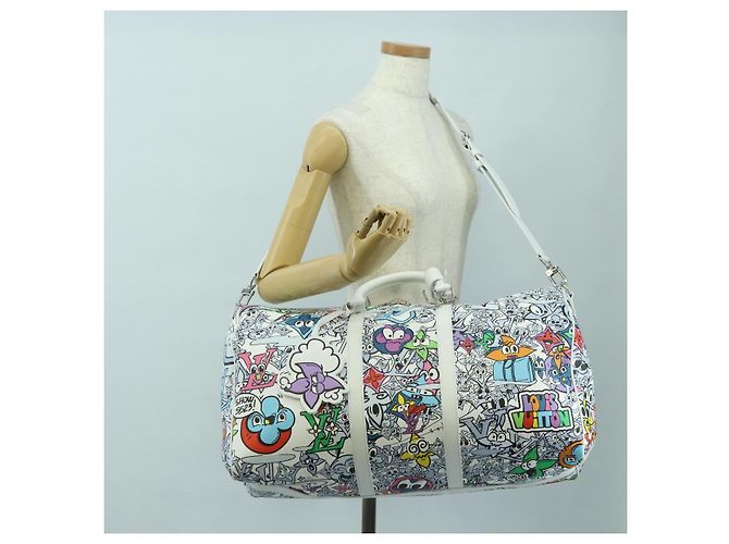 LOUIS VUITTON Monogram Comics Keepall Bandouliere 50 Borsa M21863 Auth 177344SAM Bianco - vista 32