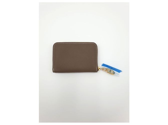 Hermès Zipengo Compact Chaine D'Ancre Kartenetui Evercolor Etoupe Beige Hellbraun - Ansicht 2