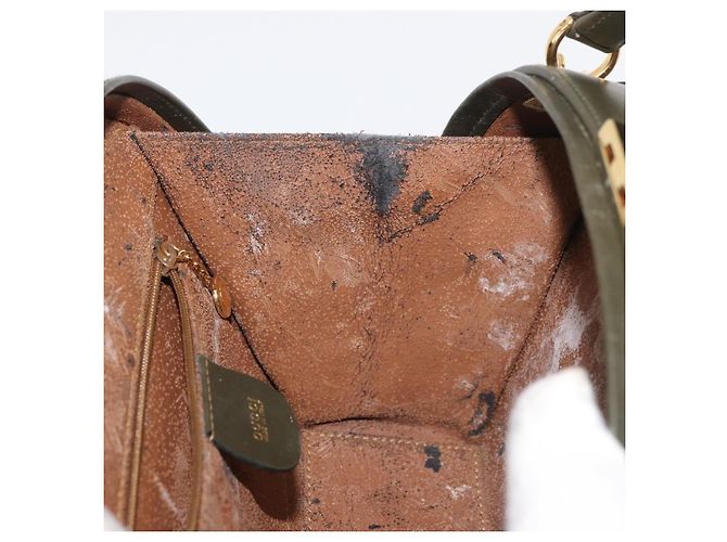 Borsa GUCCI in pelle 2way Khaki Gold Auth 178640 D'oro Cachi - vista 11