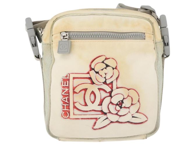 Borsa a tracolla CHANEL Sports Line Nylon Bianco Argento CC Auth bs34864 - vista 13